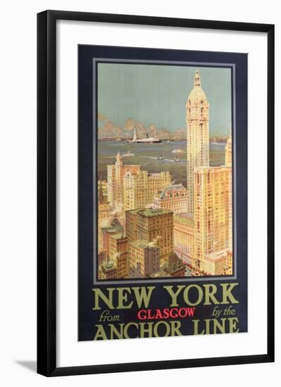 Poster Advertising New York from Glasgow by the 'Anchor Line'-null-Framed Giclee Print