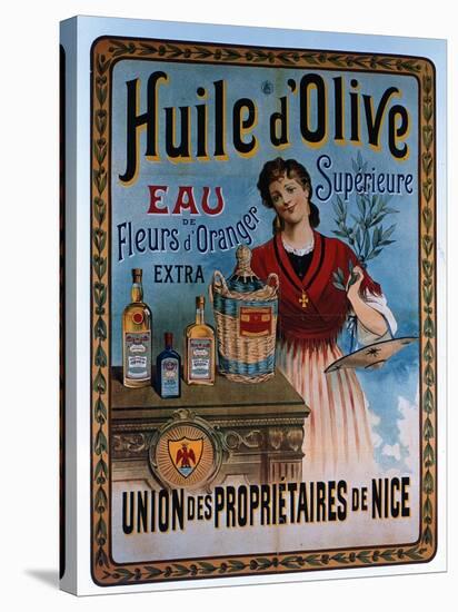 Poster Advertising Olive Oil Made in Nice, France-null-Stretched Canvas