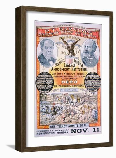 Poster Advertising 'P.T Barnum's Greatest Show on Earth', 1880s-null-Framed Giclee Print