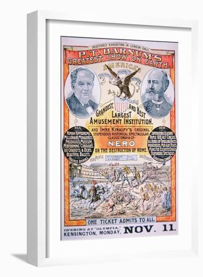 Poster Advertising 'P.T Barnum's Greatest Show on Earth', 1880s-null-Framed Giclee Print