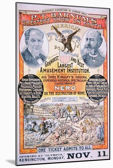 Poster Advertising 'P.T Barnum's Greatest Show on Earth', 1880s-null-Mounted Giclee Print