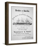 Poster Advertising Passage from Gothenburg to Chicago, 1870-null-Framed Giclee Print
