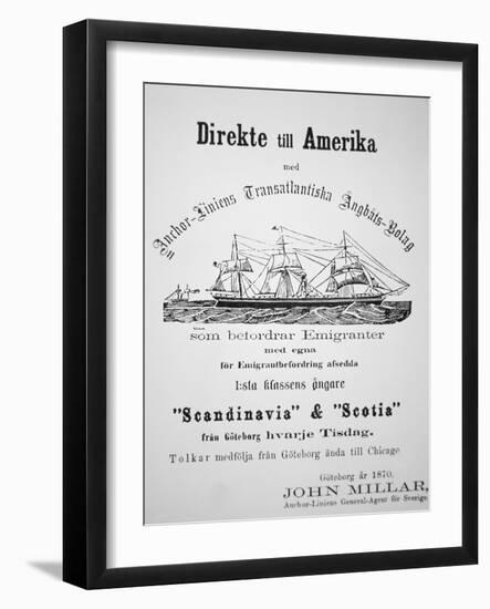 Poster Advertising Passage from Gothenburg to Chicago, 1870-null-Framed Giclee Print