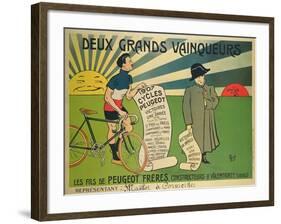 Poster Advertising Peugeot Bicycles-null-Framed Giclee Print