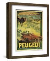 Poster Advertising Peugeot Cars, c.1908-Francisco Tamagno-Framed Giclee Print