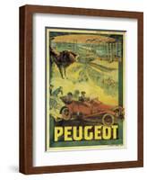 Poster Advertising Peugeot Cars, c.1908-Francisco Tamagno-Framed Giclee Print