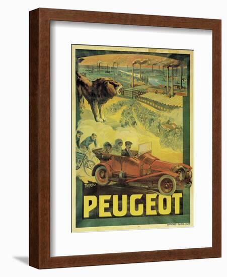 Poster Advertising Peugeot Cars, c.1908-Francisco Tamagno-Framed Giclee Print