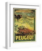 Poster Advertising Peugeot Cars, c.1908-Francisco Tamagno-Framed Giclee Print