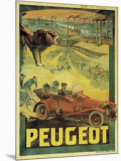 Poster Advertising Peugeot Cars, c.1908-Francisco Tamagno-Mounted Giclee Print