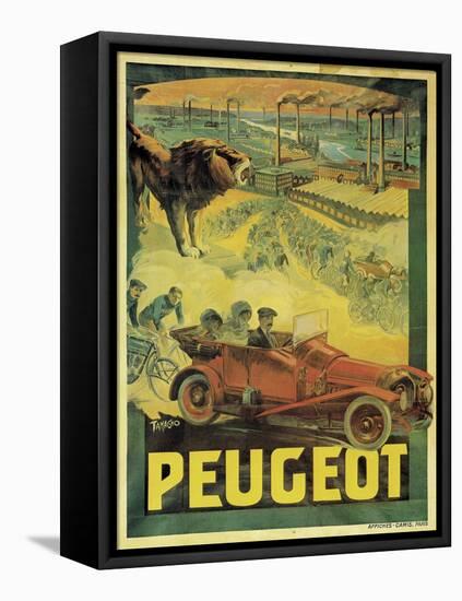 Poster Advertising Peugeot Cars, c.1908-Francisco Tamagno-Framed Stretched Canvas