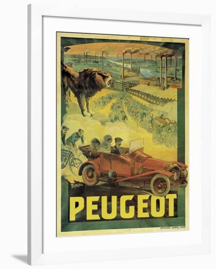 Poster Advertising Peugeot Cars, c.1908-Francisco Tamagno-Framed Giclee Print