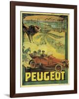 Poster Advertising Peugeot Cars, c.1908-Francisco Tamagno-Framed Giclee Print