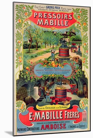 Poster Advertising 'Pressoirs Mabille', at the Exposition Universelle, Paris, 1900-French School-Mounted Giclee Print