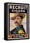 Poster Advertising Recruit Cigars, C.1899 (Colour Litho)-American-Framed Stretched Canvas