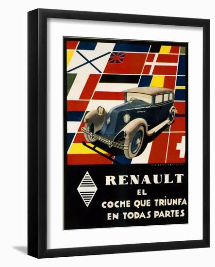 Poster Advertising Renault Motorcars, 1930S-null-Framed Giclee Print