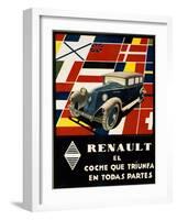 Poster Advertising Renault Motorcars, 1930S-null-Framed Giclee Print