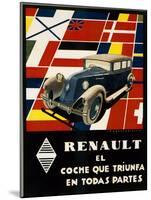Poster Advertising Renault Motorcars, 1930S-null-Mounted Giclee Print