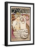 Poster Advertising Salon Des Cent Exhibition by Alphonse Mucha, 1897-null-Framed Giclee Print