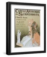 Poster Advertising Schaerbeek's Artistic Circle, Fifth Annual Exhibition, Galerie Manteau, 1897-Privat Livemont-Framed Premium Giclee Print