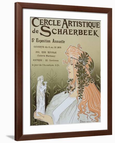 Poster Advertising Schaerbeek's Artistic Circle, Fifth Annual Exhibition, Galerie Manteau, 1897-Privat Livemont-Framed Giclee Print