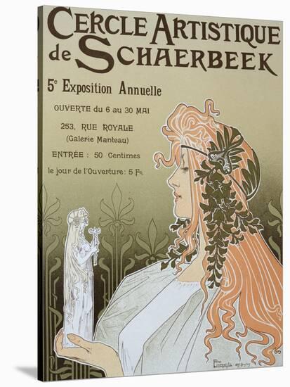 Poster Advertising Schaerbeek's Artistic Circle, Fifth Annual Exhibition, Galerie Manteau, 1897-Privat Livemont-Stretched Canvas