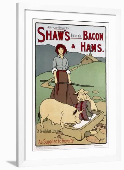 Poster Advertising Shaw's Bacon and Hams-null-Framed Art Print