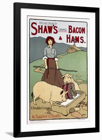 Poster Advertising Shaw's Bacon and Hams-null-Framed Art Print