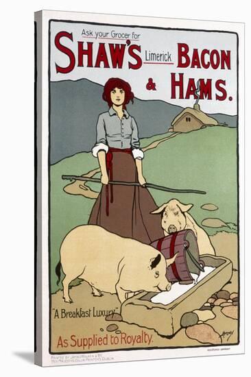 Poster Advertising Shaw's Bacon and Hams-null-Stretched Canvas