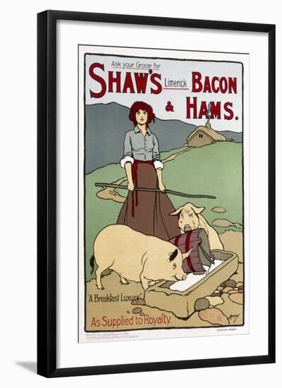 Poster Advertising Shaw's Bacon and Hams-null-Framed Art Print