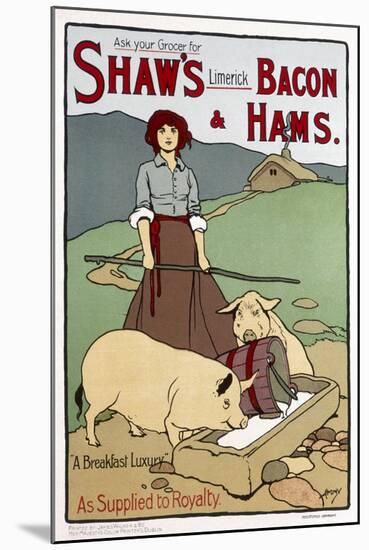 Poster Advertising Shaw's Bacon and Hams-null-Mounted Art Print