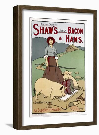 Poster Advertising Shaw's Bacon and Hams-null-Framed Art Print