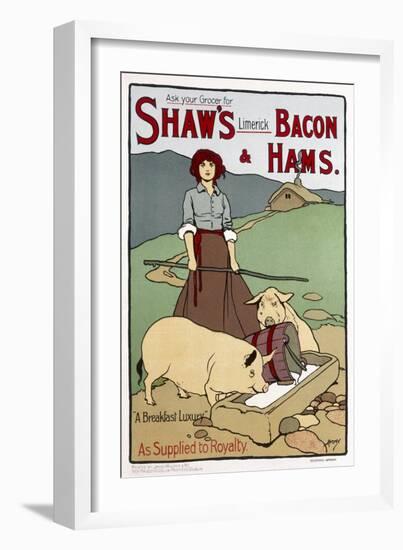 Poster Advertising Shaw's Bacon and Hams-null-Framed Art Print