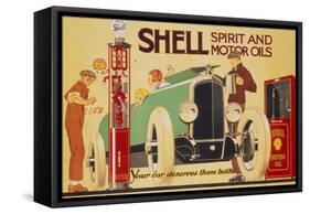 Poster Advertising Shell Spirit and Motor Oils-René Vincent-Framed Stretched Canvas