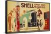 Poster Advertising Shell Spirit and Motor Oils-René Vincent-Framed Stretched Canvas