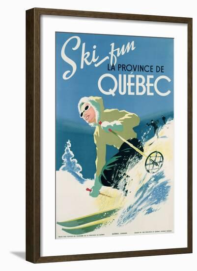 Poster Advertising Skiing Holidays in the Province of Quebec, c.1938-null-Framed Giclee Print