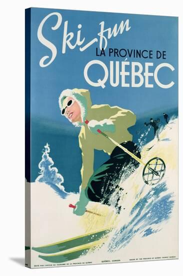 Poster Advertising Skiing Holidays in the Province of Quebec, c.1938-null-Stretched Canvas