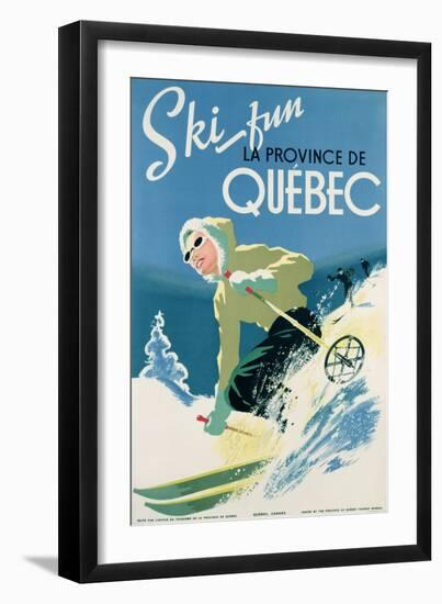 Poster Advertising Skiing Holidays in the Province of Quebec, c.1938-null-Framed Giclee Print