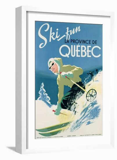 Poster Advertising Skiing Holidays in the Province of Quebec, c.1938-null-Framed Giclee Print