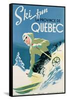 Poster Advertising Skiing Holidays in the Province of Quebec, c.1938-null-Framed Stretched Canvas