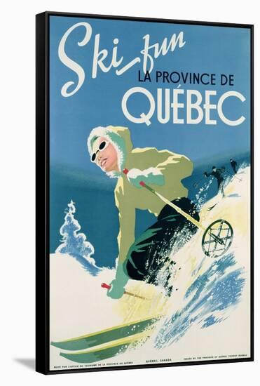 Poster Advertising Skiing Holidays in the Province of Quebec, c.1938-null-Framed Stretched Canvas