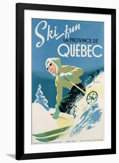 Poster Advertising Skiing Holidays in the Province of Quebec, c.1938-null-Framed Giclee Print