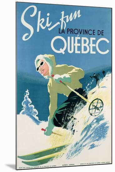 Poster Advertising Skiing Holidays in the Province of Quebec, c.1938-null-Mounted Giclee Print