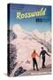 Poster Advertising Skiing in Rosswald, C.1955-null-Stretched Canvas