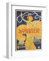 Poster Advertising 'strega' Liquer, 1906 (Colour Litho)-Alberto Chappuis-Framed Premium Giclee Print