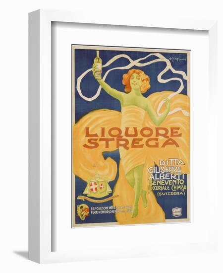 Poster Advertising 'strega' Liquer, 1906 (Colour Litho)-Alberto Chappuis-Framed Premium Giclee Print