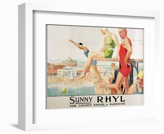 Poster Advertising Sunny Rhyl (Colour Litho)-Septimus Edwin Scott-Framed Giclee Print