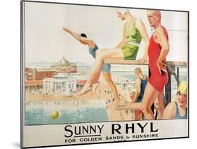 Poster Advertising Sunny Rhyl (Colour Litho)-Septimus Edwin Scott-Mounted Giclee Print