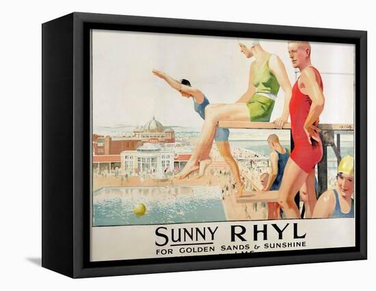 Poster Advertising Sunny Rhyl (Colour Litho)-Septimus Edwin Scott-Framed Stretched Canvas