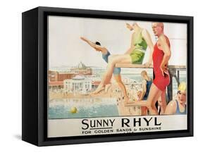 Poster Advertising Sunny Rhyl (Colour Litho)-Septimus Edwin Scott-Framed Stretched Canvas