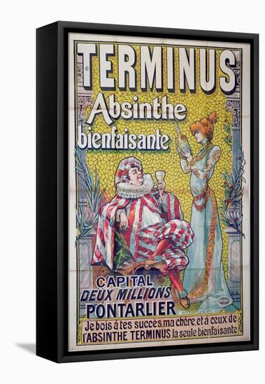 Poster advertising 'Terminus' absinthe, starring Sarah Bernhardt and Constant Coquelin-Francisco Tamagno-Framed Stretched Canvas